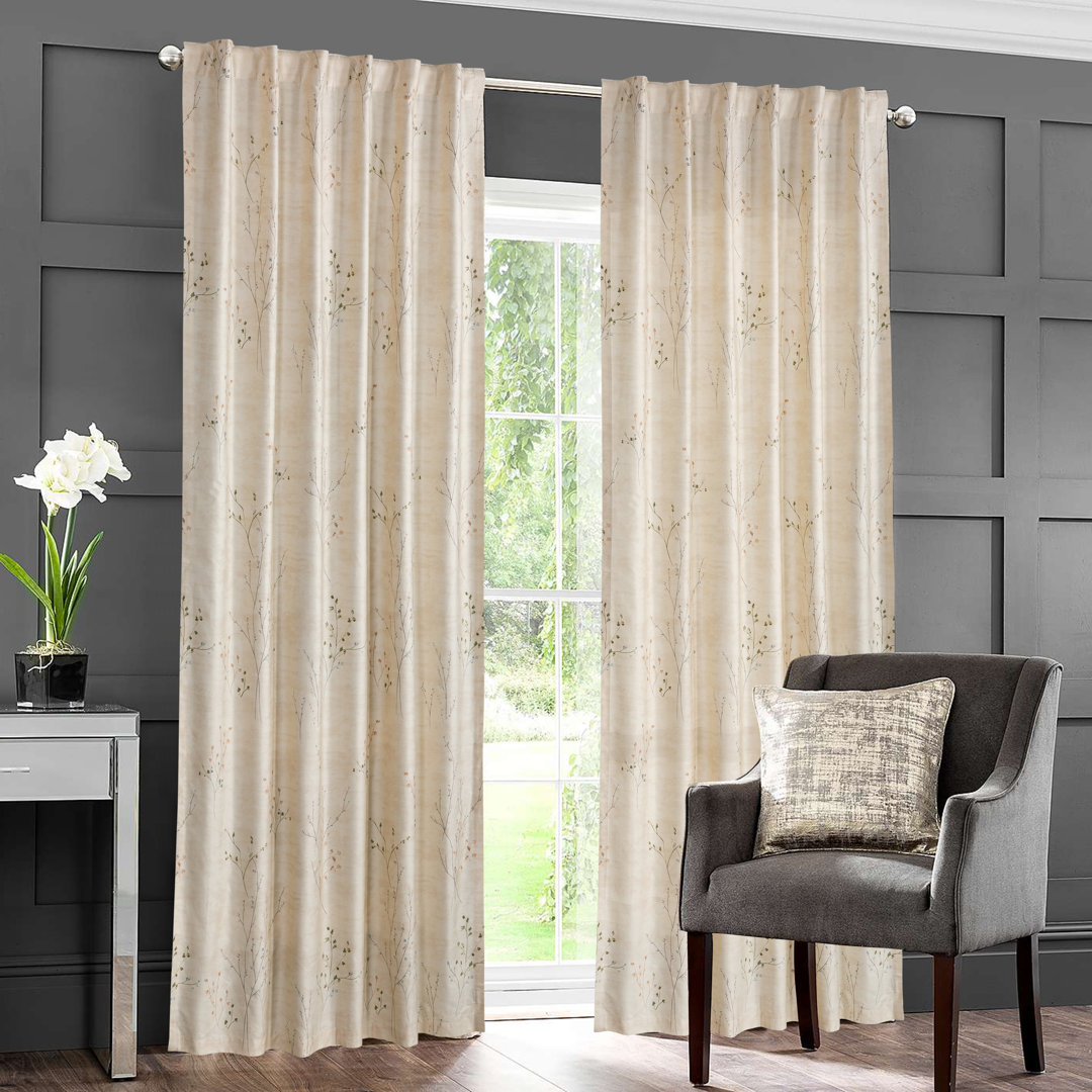 Vintage Botanical Floral Branches Pair Of Window Curtains (Set of 2) Sweety Pie Inc Size per 