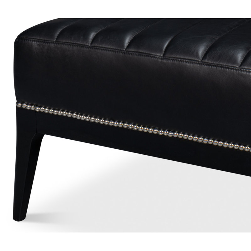Agave Slipper Chair, Black Genuine Leather