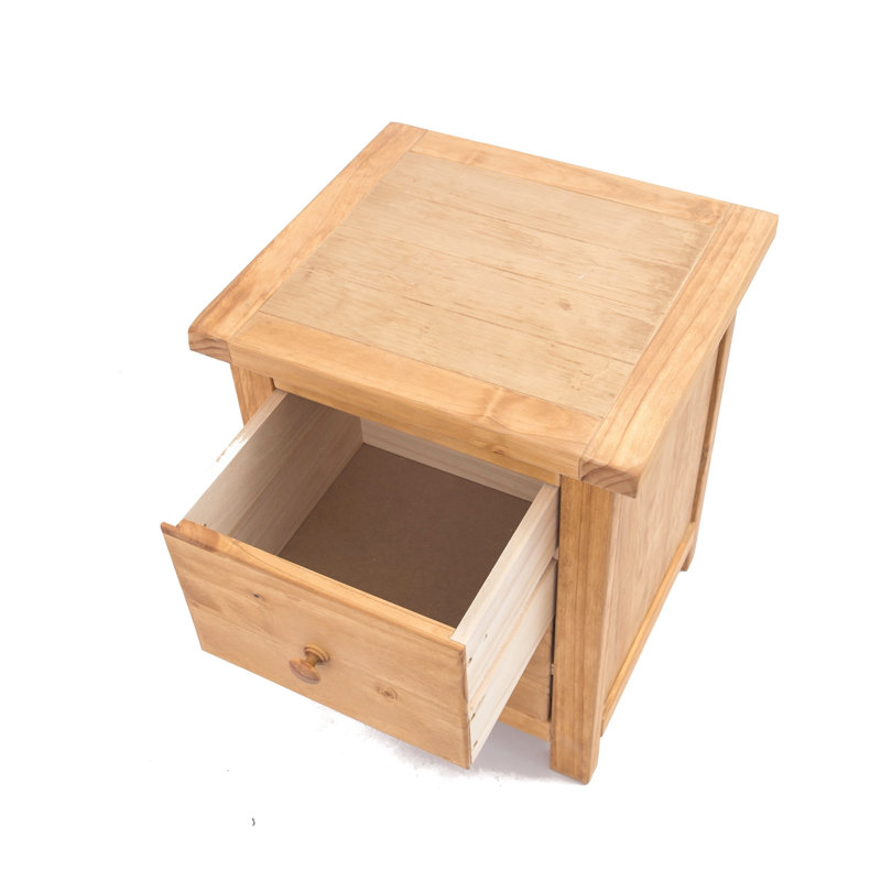 Keene 45cm W Solid + Manufactured Wood Bedside Table, Waxed