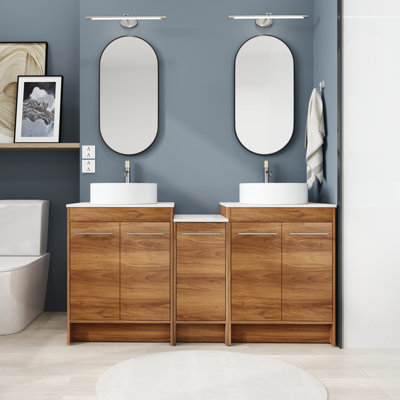 58.86'' Double Bathroom Vanity with Ceramic Top
