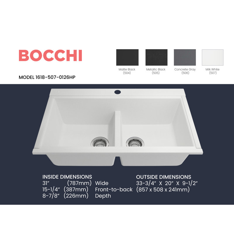Baveno Lux 33.86'' L Double Basin Kitchen Sink