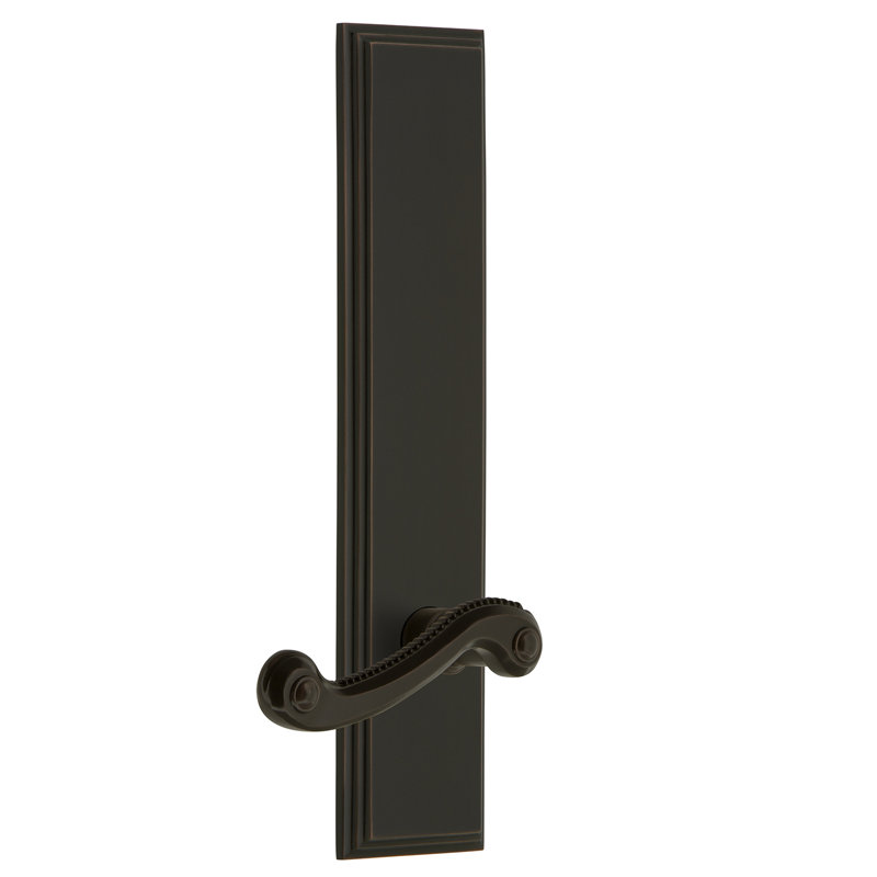 Grandeur Carré Tall Plate Passage with Newport Lever, Right Handed, 2 3/8", Timeless Bronze