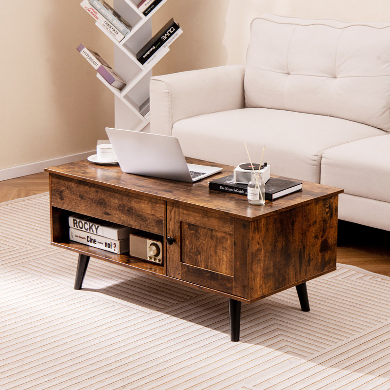 Lift Top Coffee Table with Storage, Brown