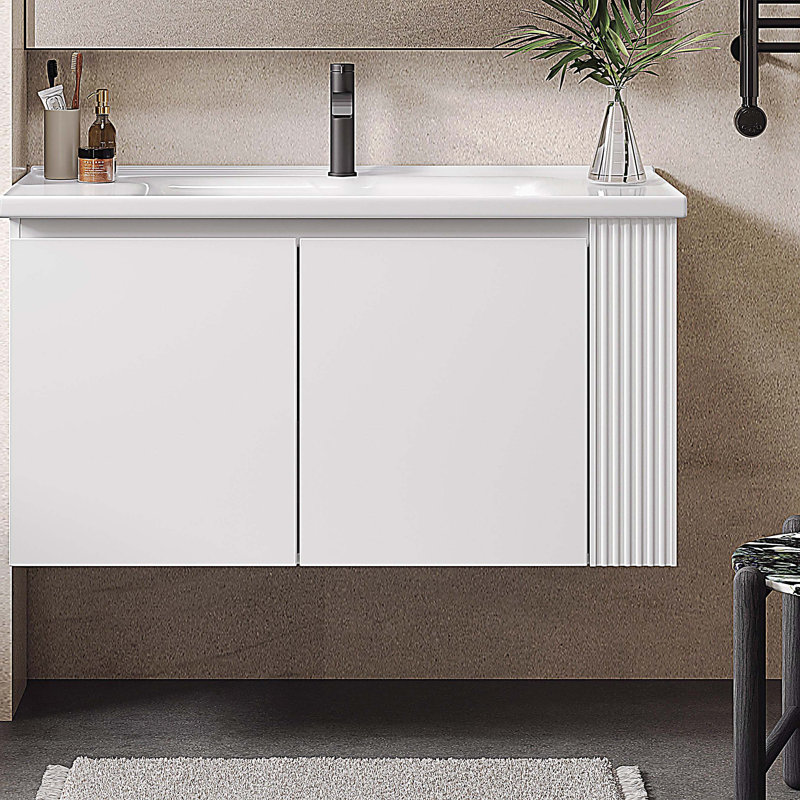 Meuble-lavabo mural avec lavabo en céramique