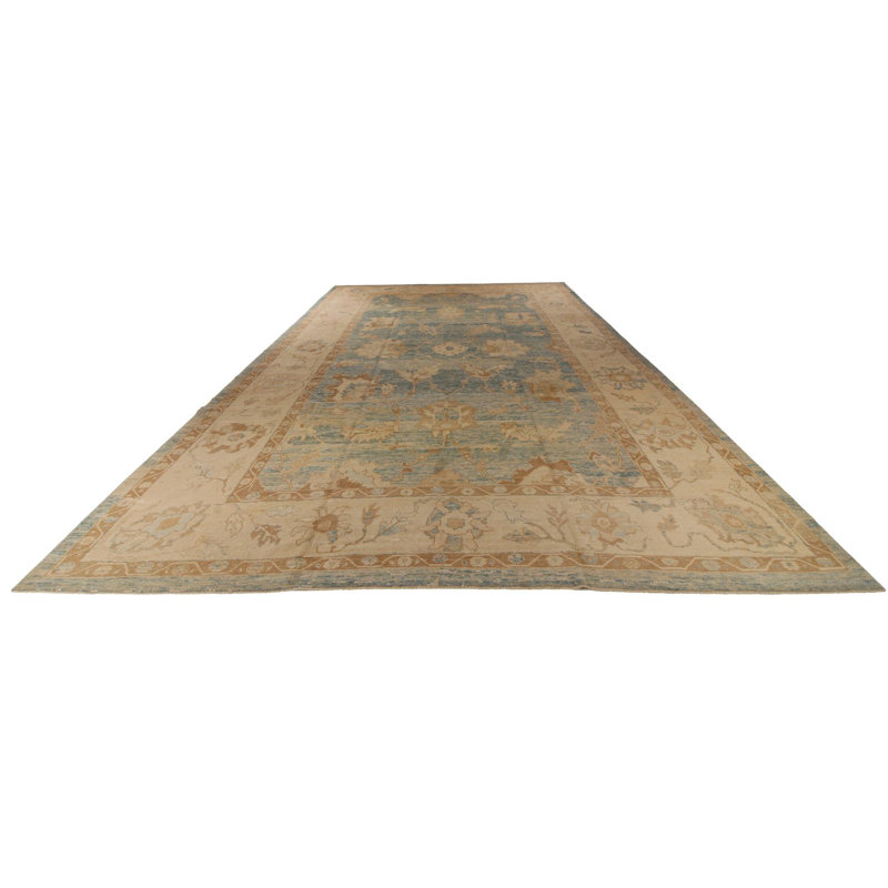 Tapis turc Oushak bleu 12 x 18