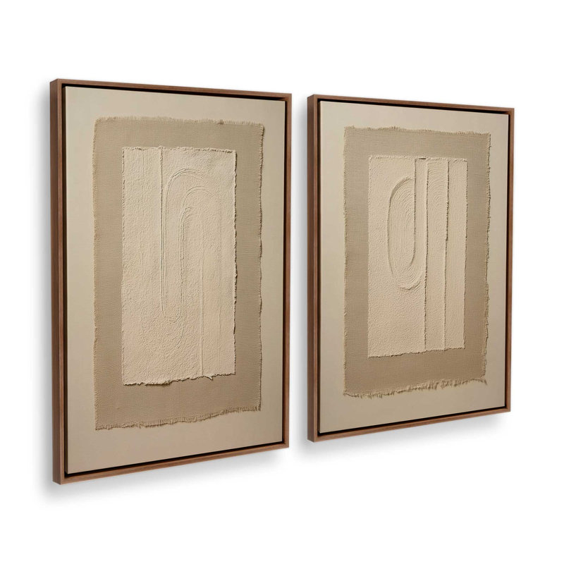 Ensemble de 2 imprimés Sandy, Cadre flottant en noyer, 30 po x 20 po