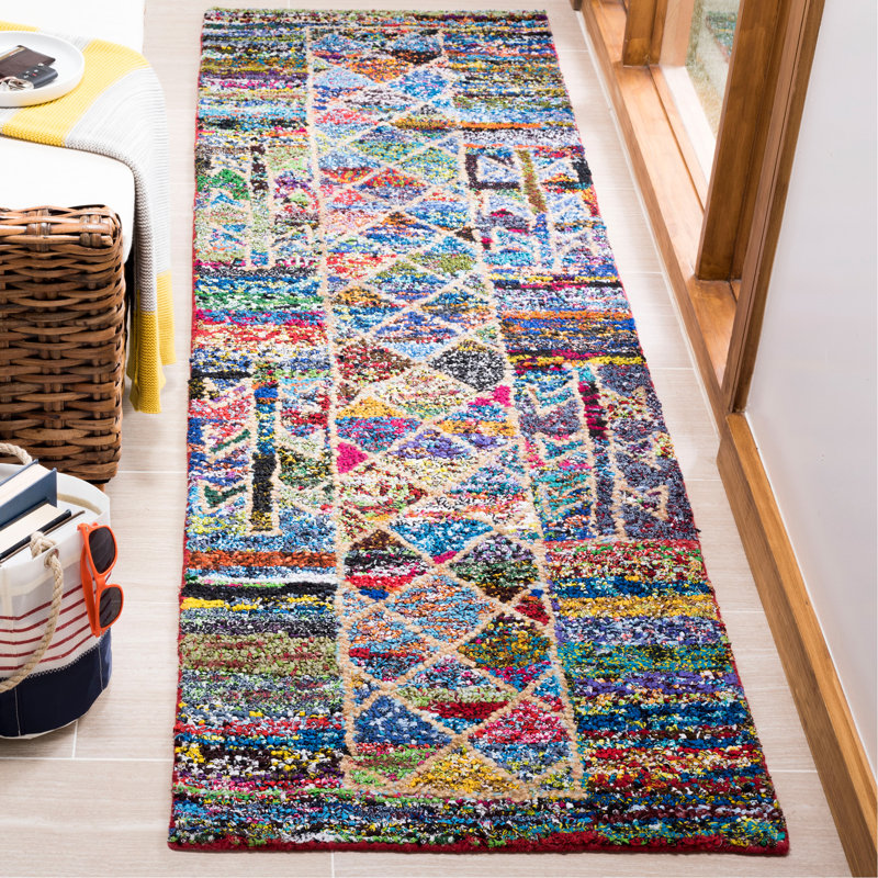Hammd Hand Tufted Cotton Geometric Rug, Runner 2'3" x 8'