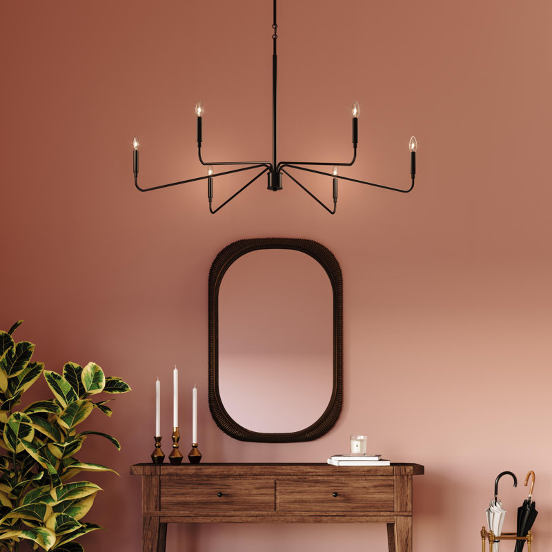 Lustre très grand 6 lumières Pilar, Noir mat