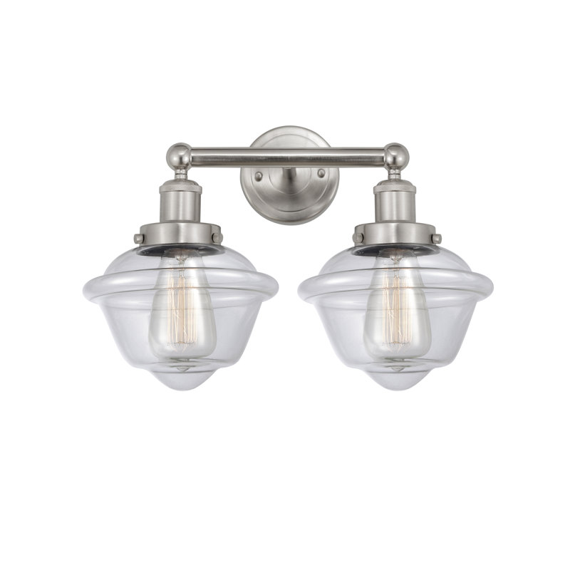Éclairage pour meuble-lavabo à 2 lumières à intensité variable Grourke, Transparent, Nickel satiné brossé