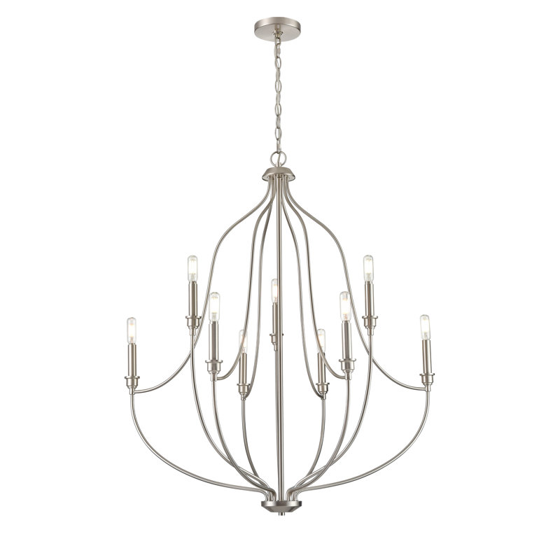 Senoia 9 - Light 32.5" Wide Candle Style Empire Chandelier, Brushed Nickel
