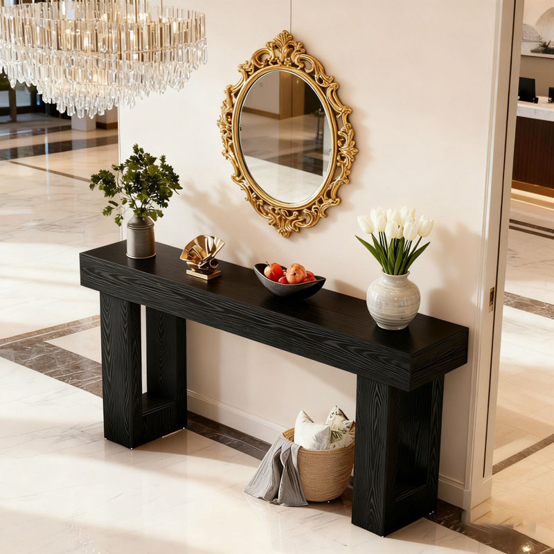 Console en bois, table d'appoint pour canapé, table de salon, Noir