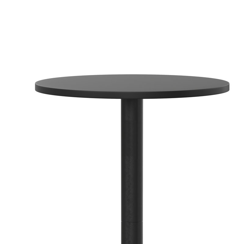 Table de bar ronde en aluminium à hauteur de 23,25 po avec plateau rabattable pour l'intérieur et l'extérieur Brincken, Noir