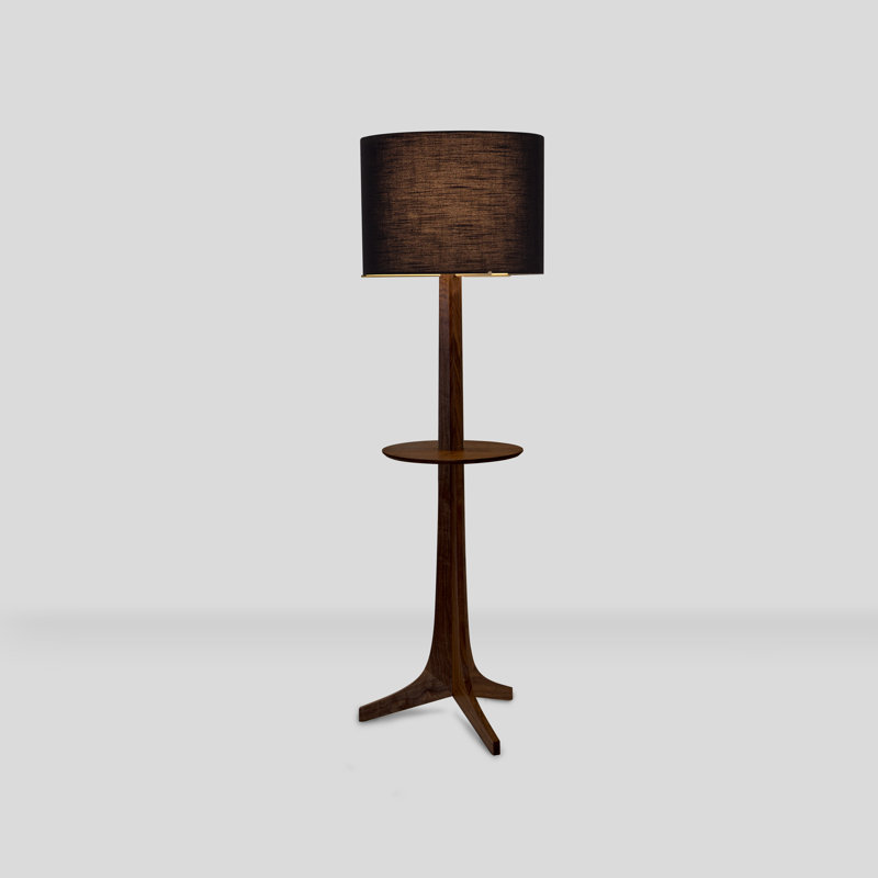 Lampe sur pied 59 po Nauta, Amaretto noir, Laiton brossé / noyer teint foncé / blanc