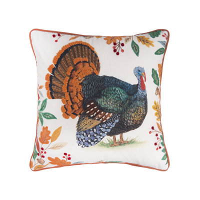 18" x 18" Harvest Turkey Throw Pillow