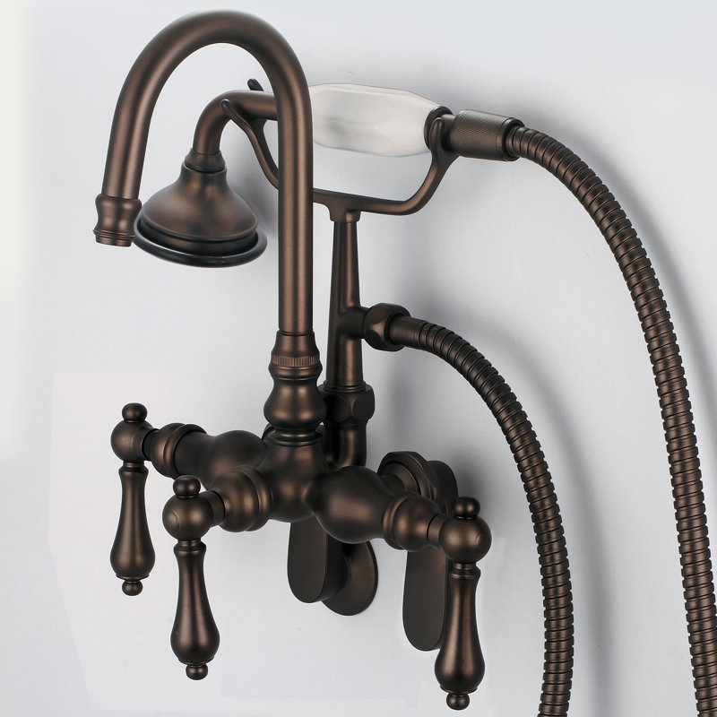 Stonington 3 Handle Wall Clawfoot Tub Faucet, Lever Handles, Oil Rubbed Bronze
