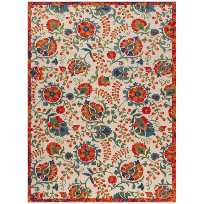 Deka Floral Indoor/Outdoor Area Rug, Rectangle 7'10" x 10'6"