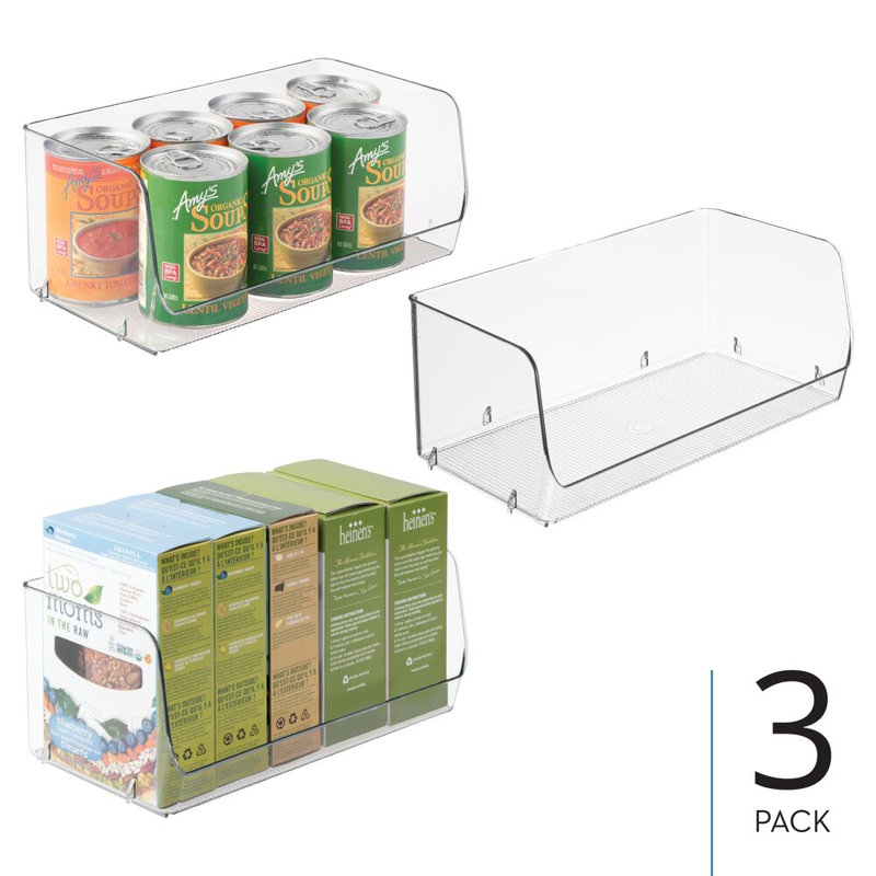 Stackable Open-Front Storage Bins - Kitchen and Pantry Organization - Storage for Snacks or Canned Goods