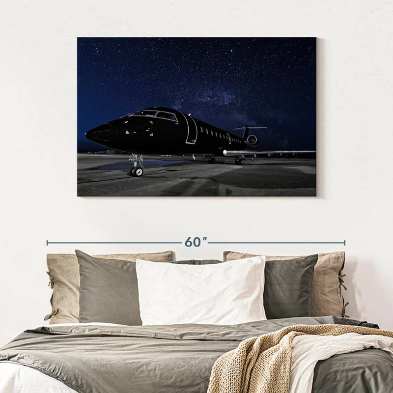 Black Private Jet, 32" H x 48" W