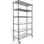 Étagère grillagée en métal à 6 niveaux avec capacité de 6 000 lb NSF, support de rangement réglable robuste avec roulettes et doublure de tablette pour support utilitaire en acier de qualité commerciale, noir - H 84 po x L 48 po x P 20 po-1821393113