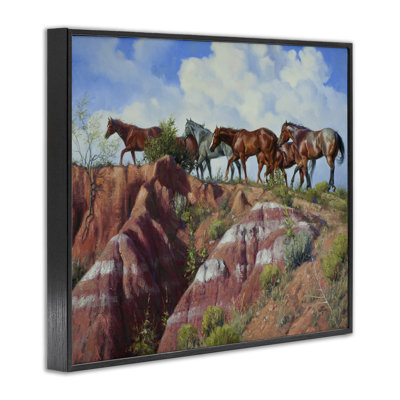 Horses Stepping over Cliffs Framed Giclee Art, design by Jack Sorenson