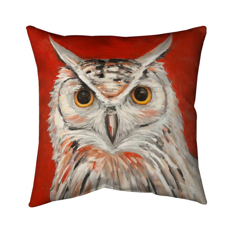 Colorful eagle owl - 18"x18" Throw pillow cover - Poly twill - Print on demand, 18" H x 18" W