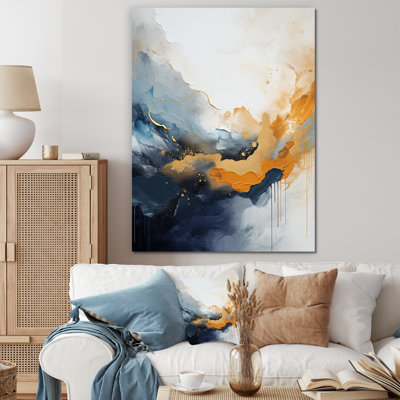 «Blue and Yellow Fluid Harmony», peinture IV - art mural abstrait