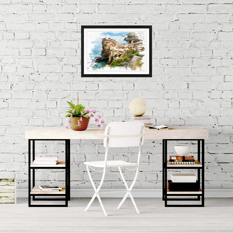 Landscape Cinque Terre Italy - Wall Art, 45cm H x 62cm W, Framed Picture