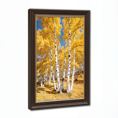 Art mural antique sur toile encadré doré pour le salon, la chambre à coucher, le bureau ou le vestibule - Décoration murale décorative avec bouleau d'automne