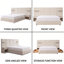 Lit plateforme haut tapissier avec tables de chevet, tiroirs et tablettes flottantes, grand, velours beige-1201298461-1201298467