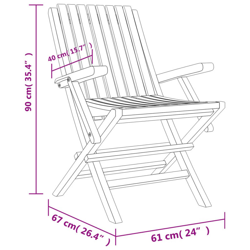 Vickrey Solid Wood Patio Folding Chair Folding Chair Set