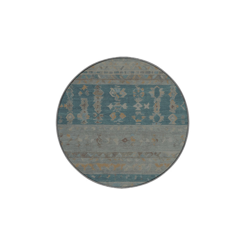 Machine Washable Gray Area Rug, Round 5'