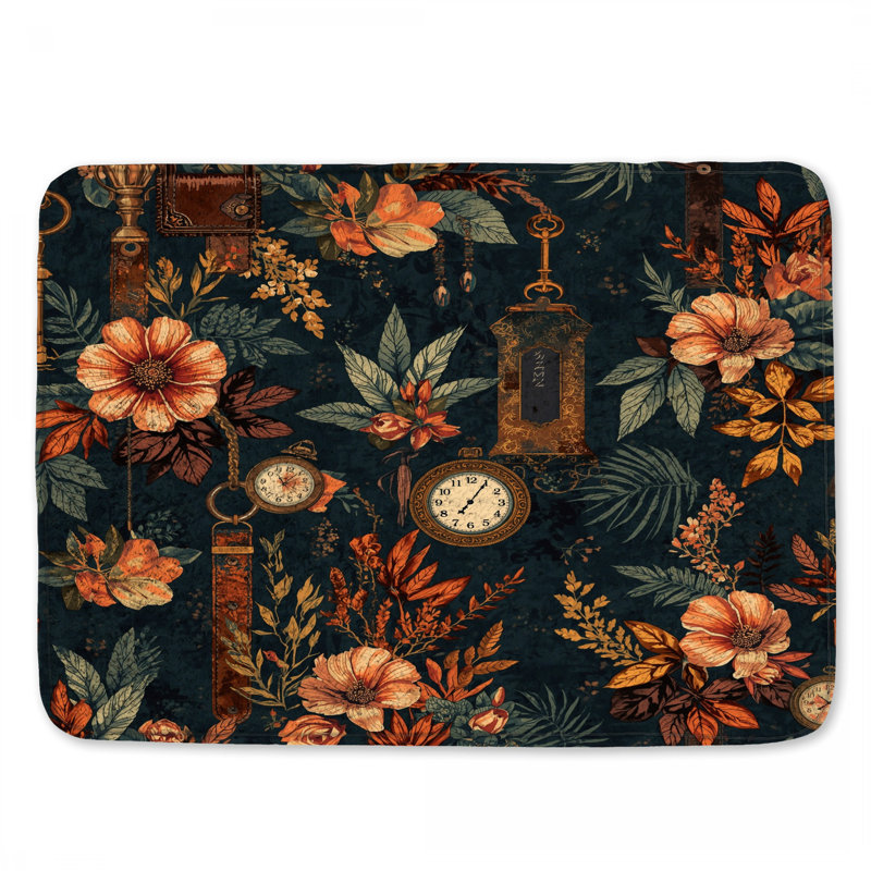 Tapis de bain floral, L 24 po x L 17 po