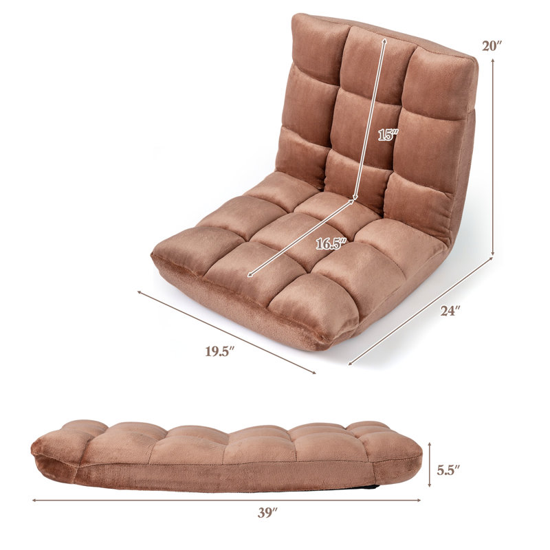 14-Position Adjustable Gaming Sofa with Soft Flannel Fabric Cover for Reading Tan, Tan