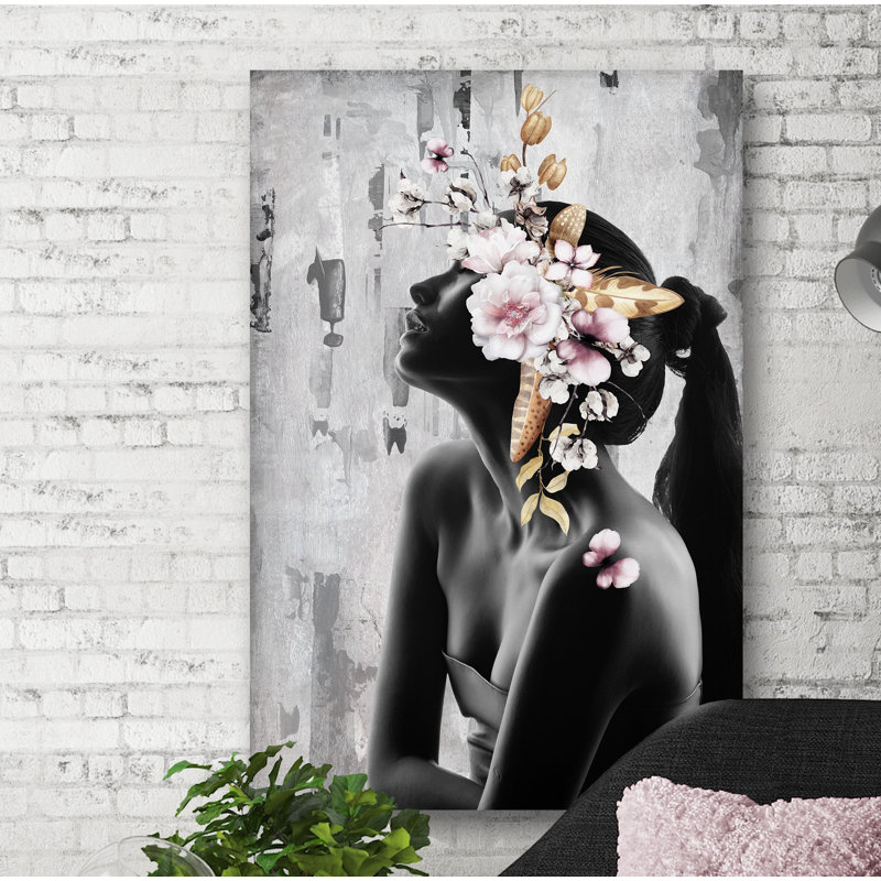 Floral Headpiece II - Wrapped Canvas Painting, 66cm H x 45cm W x 3.81cm D