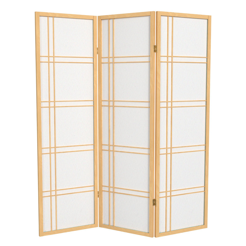 70.5" Tall Double Cross Shoji Panel Room Divider, 5 ft, Natural, 3