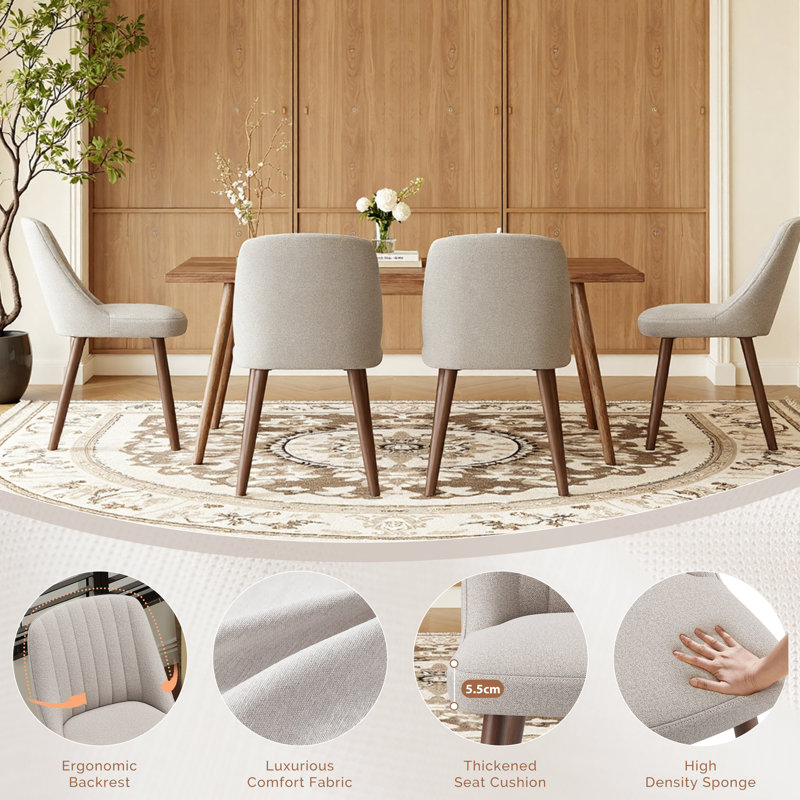 47cm H Fabric Upholstered Upholstered Back Side Chair, Camel