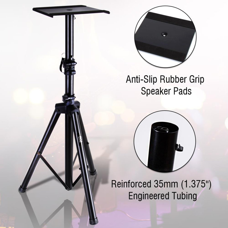 Pyle Adjustable Black Metal Tripod Studio Monitor Speaker Stands, Pair