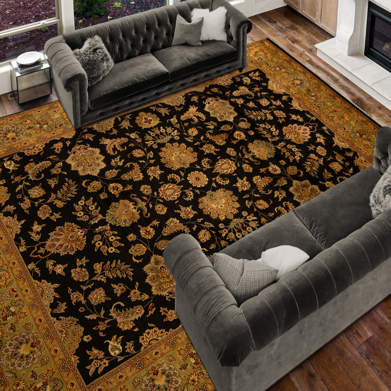 Tapis rectangulaire en laine noué à la main