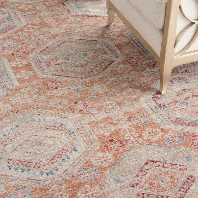 Red/Ivory Area Rug, Rectangle 3' x  5'