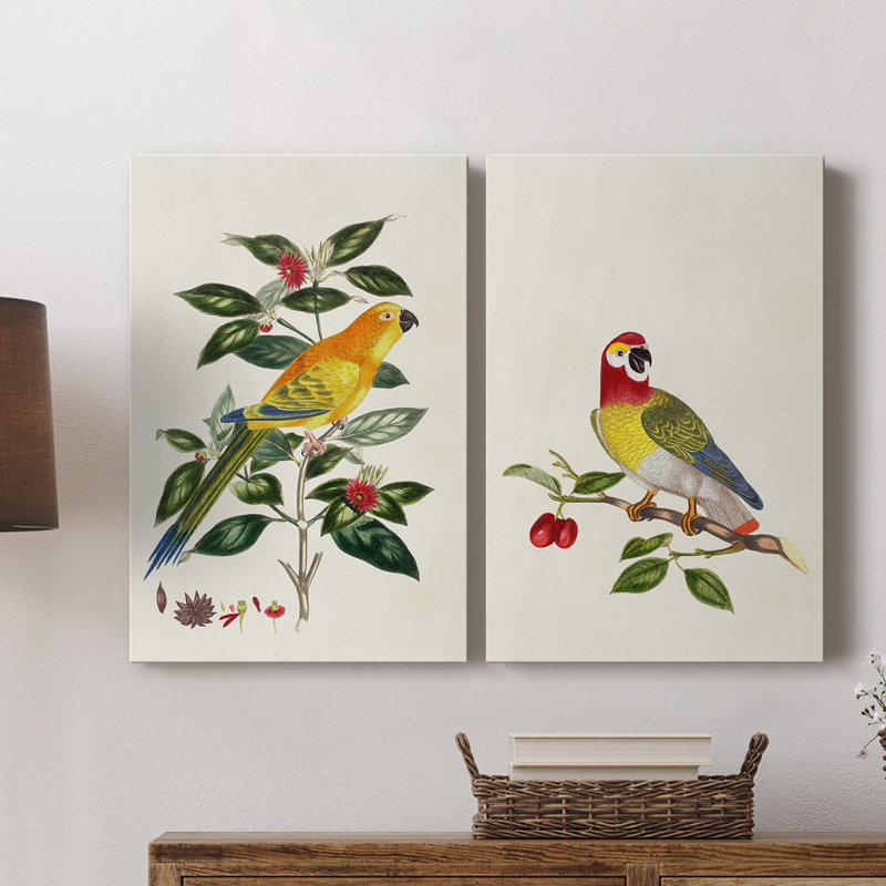 Oiseau en toile tendue avec châssis V-Premium - prêt à être accroché, H 27 po x l 36 po