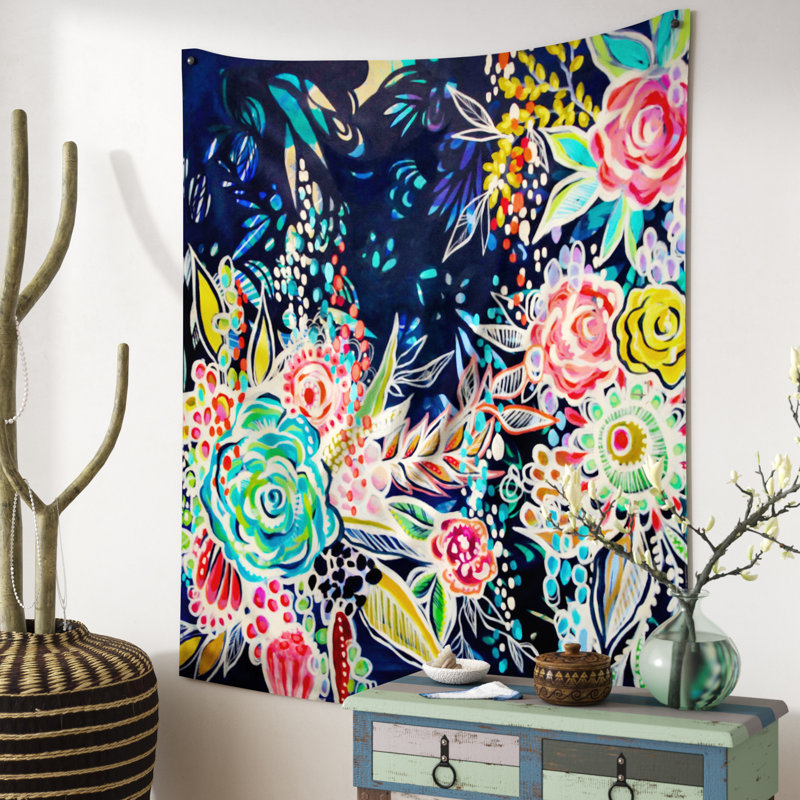 Tapisserie de nuiters de fleurs, H 80 po x l 60 po x P 0,13 po