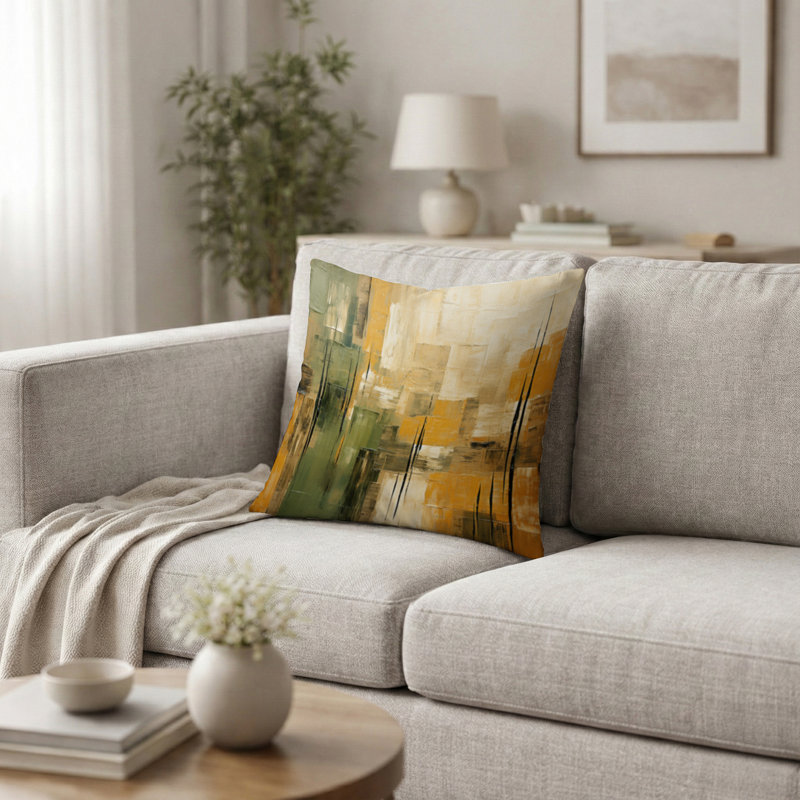 Coussin décoratif imprimé Tachisme, H 18 po x l 18 po