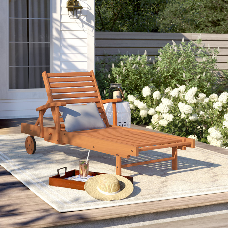 Alyisa Outdoor Eucalyptus Wood Chaise Lounge