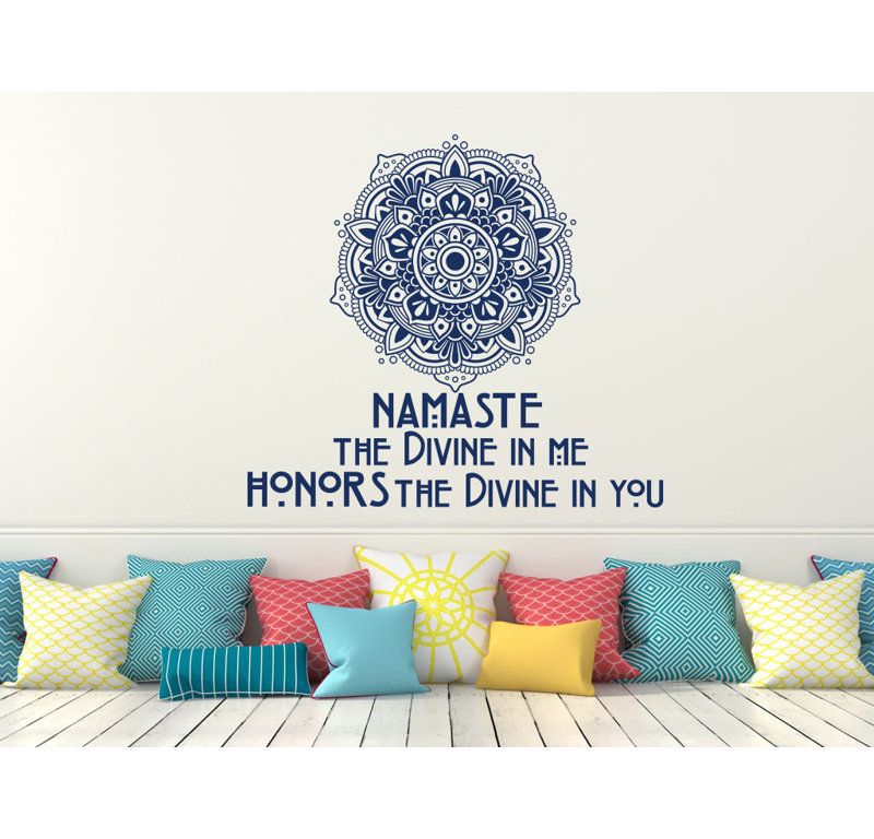 Décalcomanie murale décoration mandala Namaste, Bleu marine