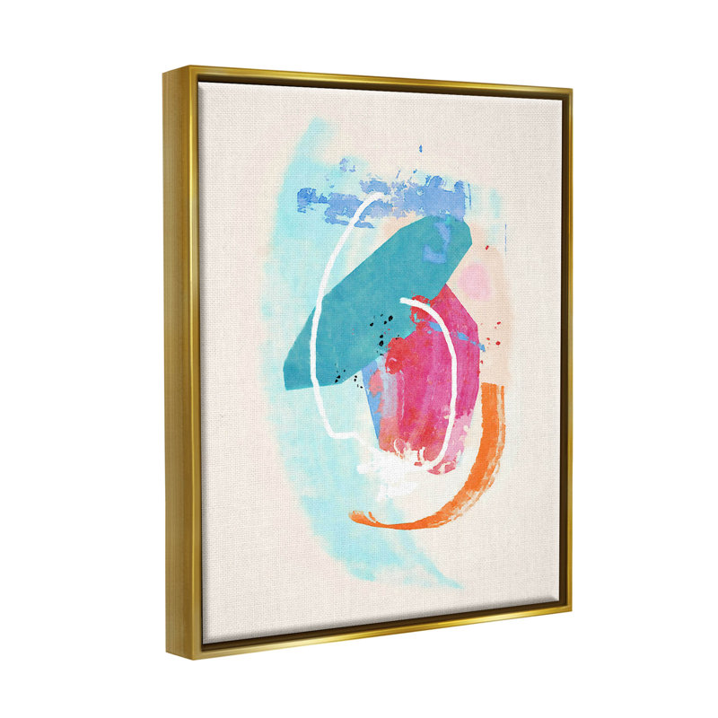 Art moderne, estampe numérique encadrée par Suzanne Nicoll, H 31 po x l 25 po x P 1,7 po, Cadre flottant métallique doré