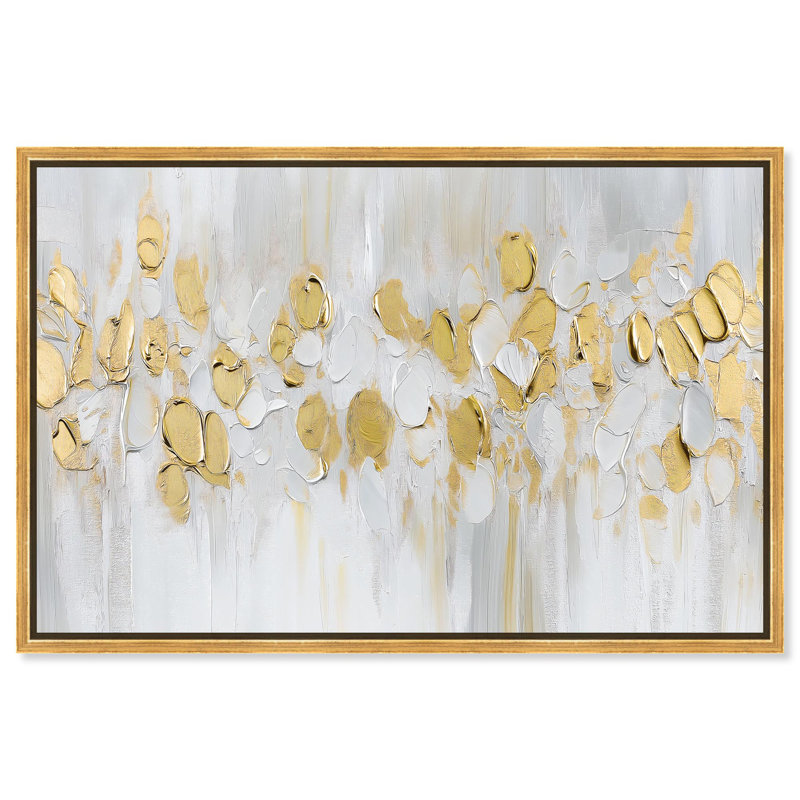 Art Remedy, toile glamour élégante, simplicité éclatante, H 21 po x l 31 po, Cadre flottant doré