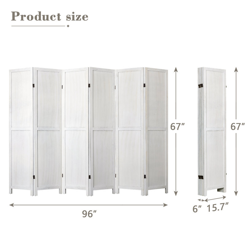 Paravent 67 po, écran d'intimité réglable à 360 ° 4/6 avec cadre en bois massif 67 po, cloison décorative entièrement assemblée pour le bureau de la chambre à coucher