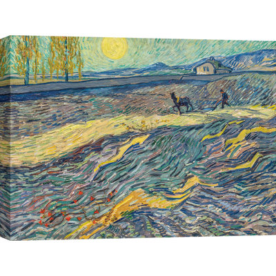 Field With Ploughing by Vincent Van Gogh - Wrapped Canvas Print