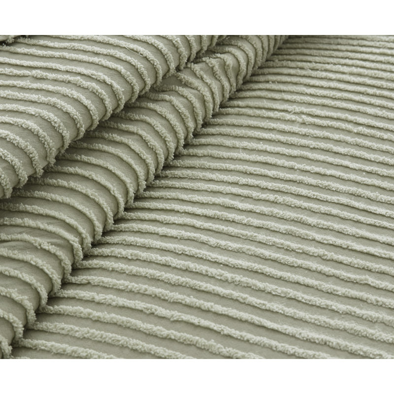 Channel Striped Cotton Coverlet, Full Coverlet, Sage