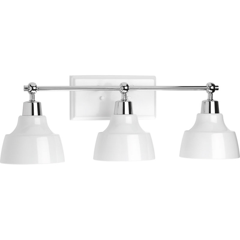 Éclairage pour meuble-lavabo à intensité variable Mable, Chrome poli, Blanc
